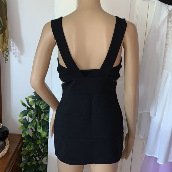 black zipper front cut out sides wide strap tunic tank top S M - Picture 12 of 16